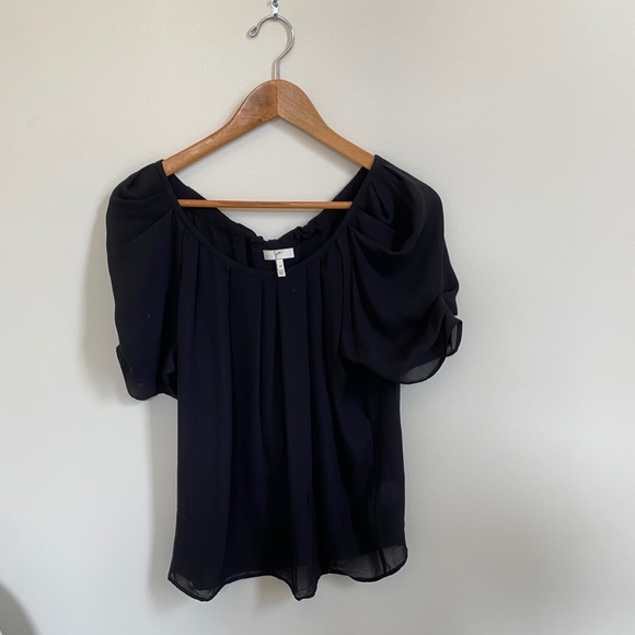 JOÍE Black Scoop-Neck Tie Blouse - Picture 3 of 8